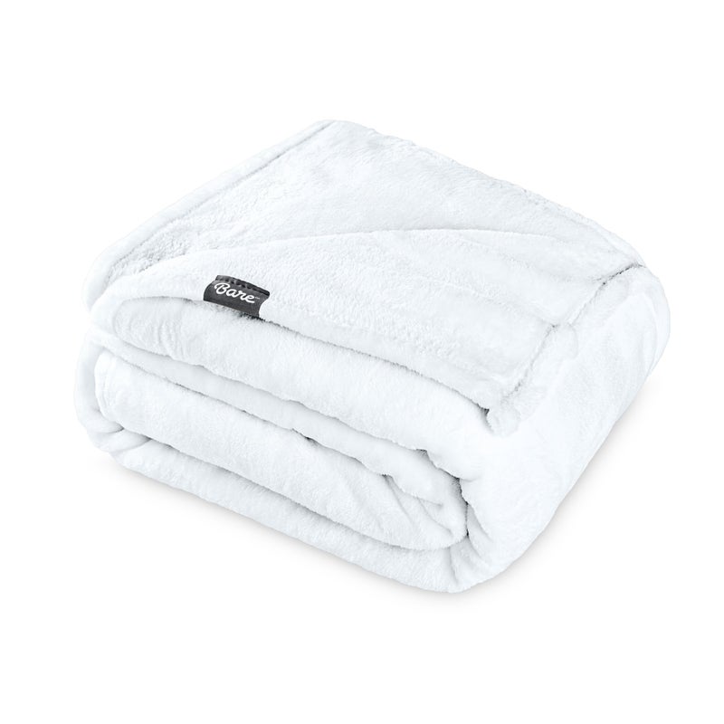 Bare Home Fleece Blanket - Full/Queen - Ultra-Soft Lightweight for Bed, Sofa, and Couch - Luxury Microplush - Cozy Warm Blanket (Full/Queen, White) - Image 1